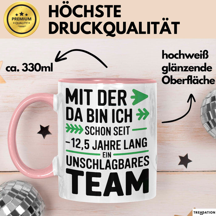 Romantische Pärchen Tasse Geschenk Team seit 12,5 Jahren Geschenkidee Lustig Rosa Trendation