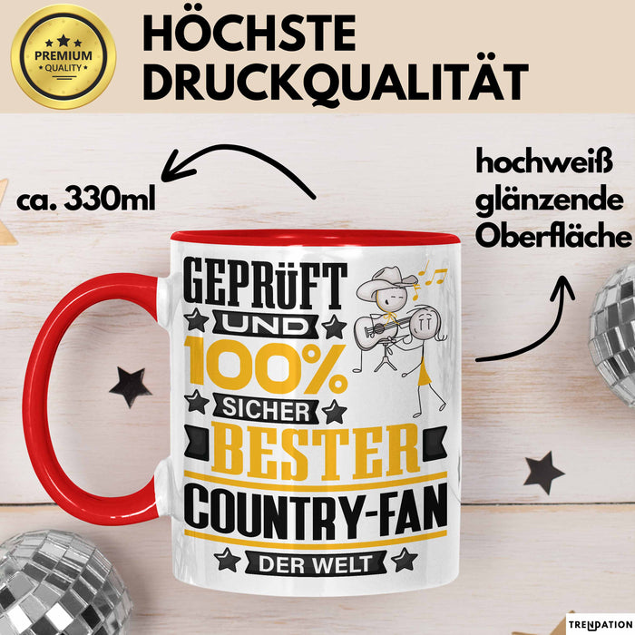 Country-Fan Geschenk Lustiger Spruch für Country-Fan Geschenkidee Bester Country-Fan Der Welt Rot Trendation