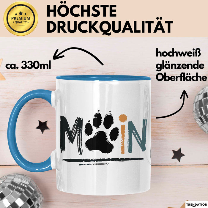 Hund Tierliebhaber Tasse Geschenk Lustige Geschenkidee Spruch Moin Blau Trendation
