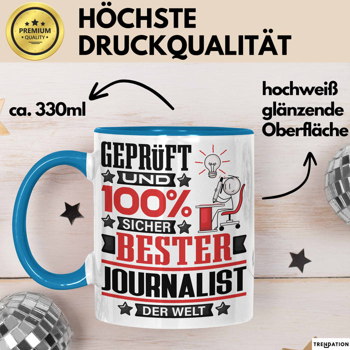 Journalist Geschenk Lustiger Spruch für Journalist Geschenkidee Bester Journalist Der Welt Blau Trendation