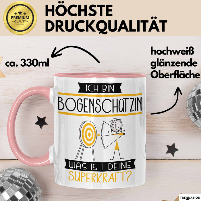 Bogenschützin Geschenk Tasse Ich Bin Bogenschützin Was Ist Deine Superkraft Geschenkidee Lustig Geburtstag Weihnachten Rosa Trendation