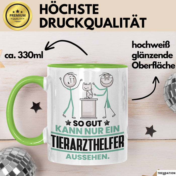 Tierarzthelfer Geschenk Tasse So Gut Kann Nur Ein Tierarzthelfer Aussehen Geschenkidee Kaffee-Becher Grün Trendation