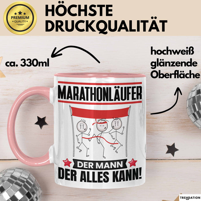 Marathonläufer Tasse Geschenk für Marathonläufer Der Mann Der Alles Kann Geschenkidee zum Geburtstag Rosa Trendation