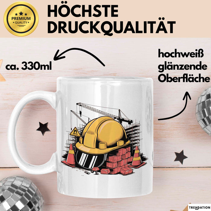 Bauarbeiter Tasse Geschenkidee Bauprofi Lustiger Spruch Geschenkidee Lustig Weiß Trendation
