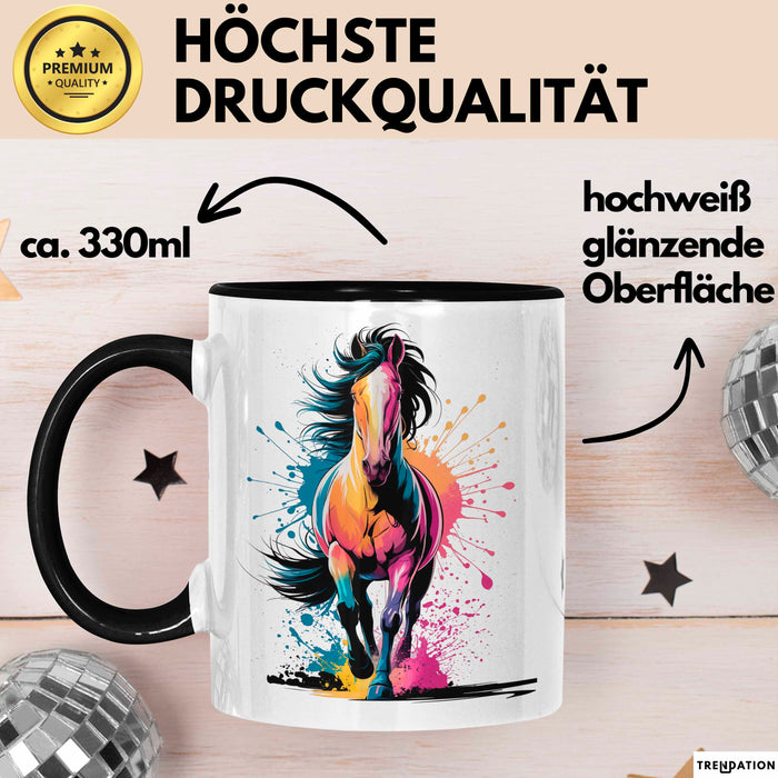 Pferde Tierliebhaber Tasse Geschenk Lustige Geschenkidee Spruch Schwarz Trendation