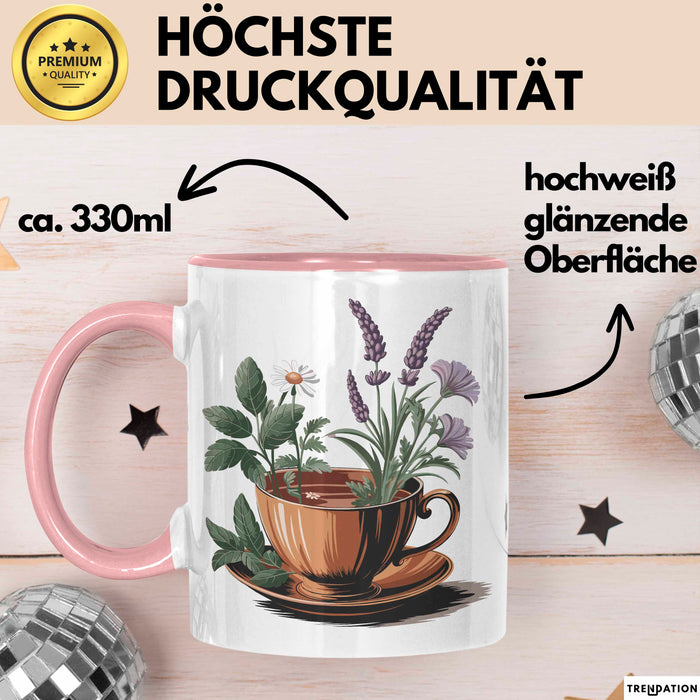 Kräutertee Fan Tasse Geschenkidee für Teezeit Liebhaber Rosa Trendation