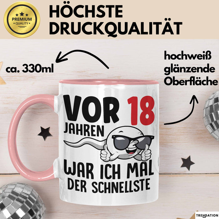 18. Geburtstag Tasse Geschenk Jungs Vor 8 Jahren War Ich Mal Der Schnellste Rosa Trendation