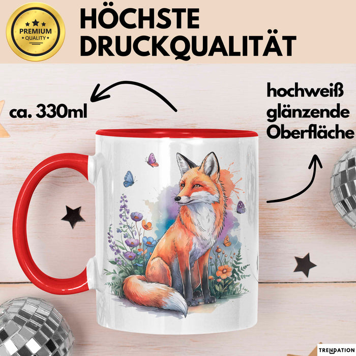 Fuchs Tierliebhaber Tasse Geschenk Lustige Geschenkidee Spruch Rot Trendation