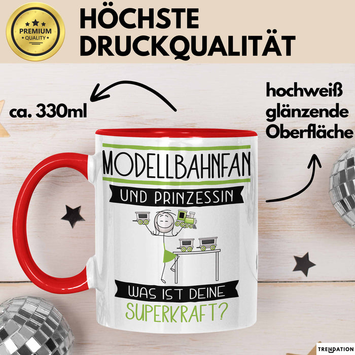 Modellbahnfan Und Prinzessin Tasse Geschenk Für Eine Modellbahnfan Geburtstag Was Ist Deine Superkraft Rot Trendation