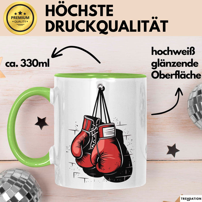 Boxer Tasse Geschenkidee für Kampfchampion Grün Trendation