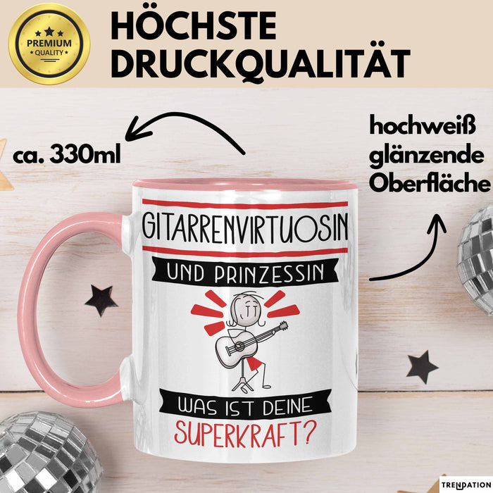 Gitarrenvirtuosin Und Prinzessin Tasse Geschenk Für Eine Gitarrenvirtuosin Geburtstag Was Ist Deine Superkraft Rosa Trendation