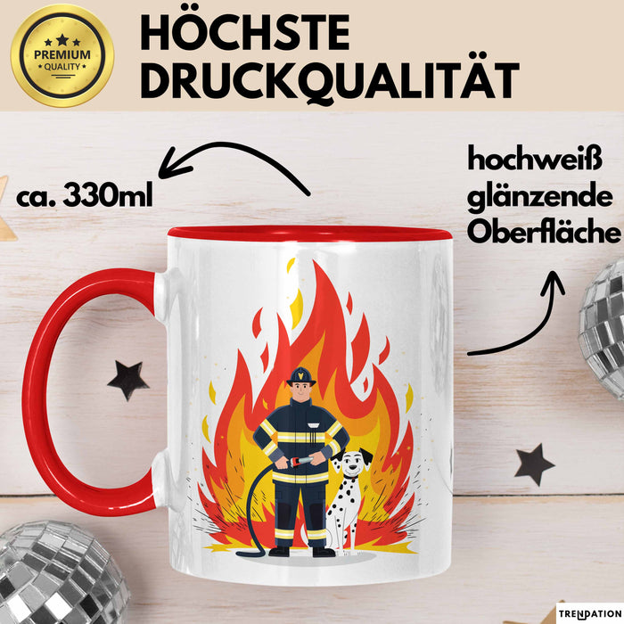 Feuerwehrmann Tasse Geschenk Lustige Geschenkidee Spruch Für Feuer Helden Rot Trendation
