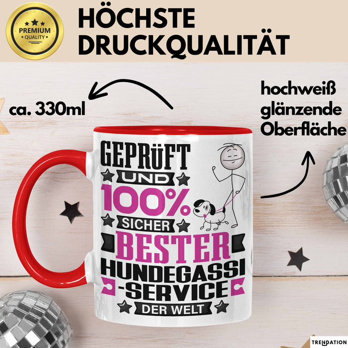 Hundegassi-Service Geschenk Lustiger Spruch für Hundegassi-Service Geschenkidee Bester Hundegassi-Service Der Welt Rot Trendation