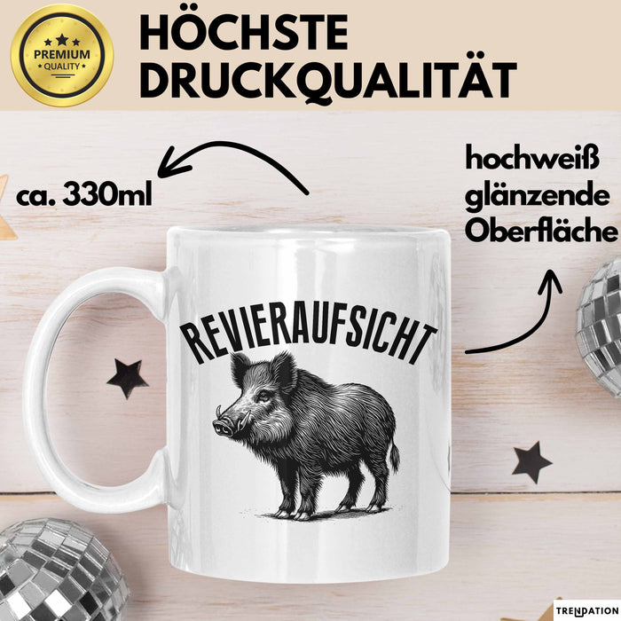 Jäger Tasse Geschenk Revieraufsicht Geschenkidee Wildschwein Geschenke Jägerin Weiß Trendation