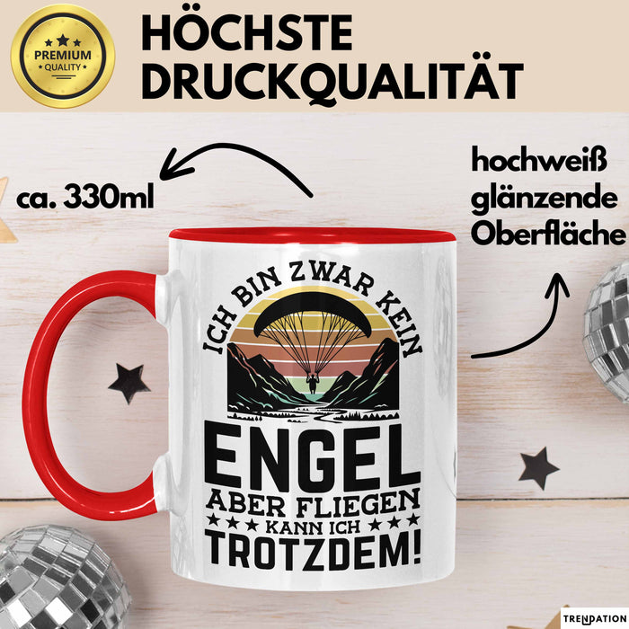 Fallschirmspringer Tasse Geschenk Ich Bin Zwar Kein Engel Aber Fliegen Kann Ich Trotzdem Geschenkidee Becher Rot Trendation
