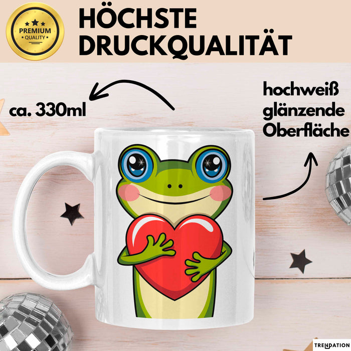 Frosch Herz Tasse Geschenk Lustige Geschenkidee Spruch Weiß Trendation