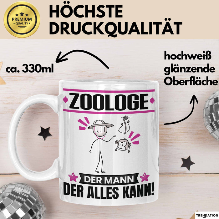Zoologe Tasse Geschenk für Zoologe Der Mann Der Alles Kann Geschenkidee zum Geburtstag Weiß Trendation