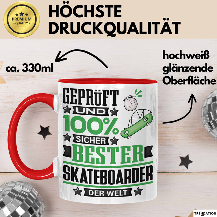 Skateboarder Geschenk Lustiger Spruch für Skateboarder Geschenkidee Bester Skateboarder Der Welt Rot Trendation
