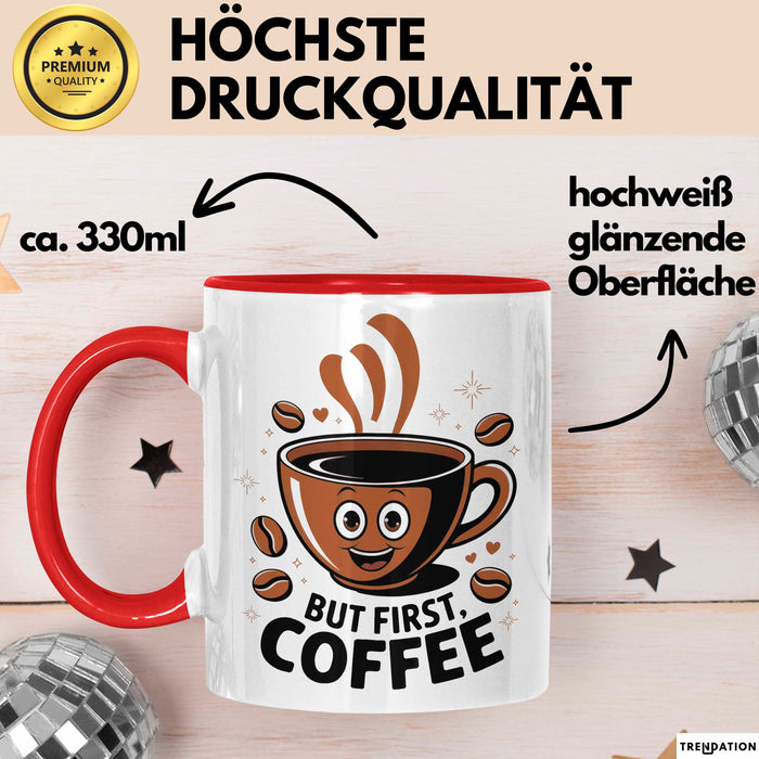 Kaffee Süchtiger Tasse Geschenk Lustige Geschenkidee Spruch Für Koffein Liebhaber Rot Trendation