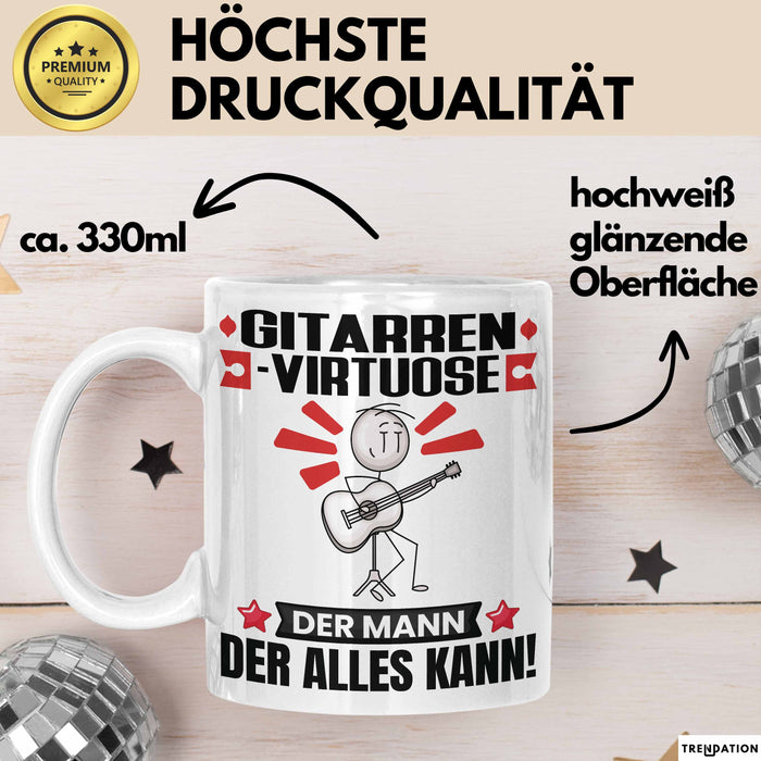 Gitarrenvirtuose Tasse Geschenk für Gitarrenvirtuose Der Mann Der Alles Kann Geschenkidee zum Geburtstag Weiß Trendation