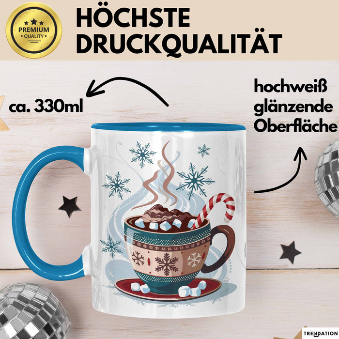 Winterzeit Tasse Geschenkidee für Schneeliebhaber Blau Trendation