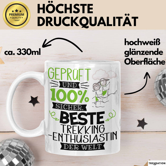 Beste Trekking-Enthusiastin Der Welt Tasse Geschenk für Eine Trekking-Enthusiastin Geprüft Und Sicher Geschenkidee Geburtstag Weihnachten Weiß Trendation