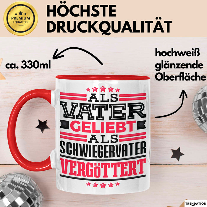 Schwiegervater Tasse Geschenk Geburtstag Bester Schwiegerpapa Geschenkidee Becher Rot Trendation