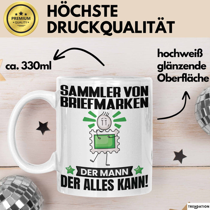 SammlervonBriefmarken Tasse Geschenk für SammlervonBriefmarken Der Mann Der Alles Kann Geschenkidee zum Geburtstag Weiß Trendation