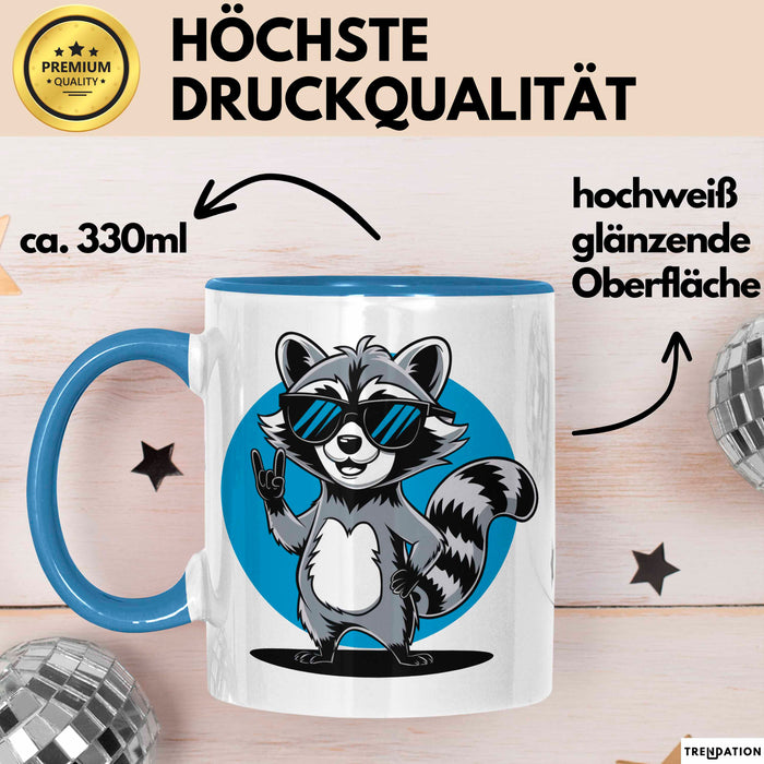 Waschbär Tierliebhaber Tasse Geschenk Lustige Geschenkidee Spruch Blau Trendation