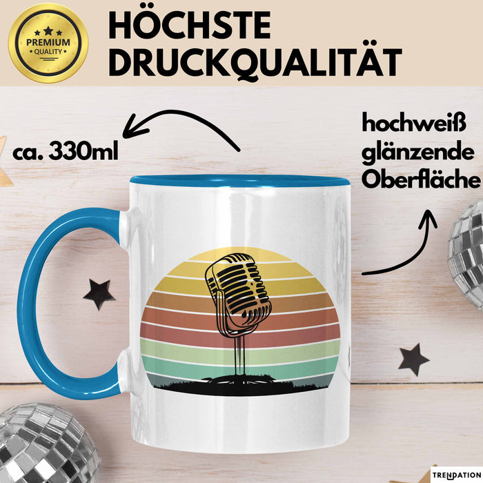 Sänger Tasse Geschenk Podcast Mikrophon Geschenkidee Mikrofon Becher Blau Trendation