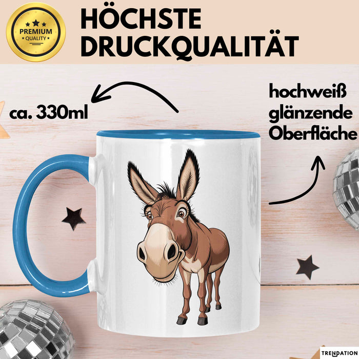 Eselbauer Esel Tier Gesicht Tasse Geschenk Lustige Geschenkidee Spruch Blau Trendation