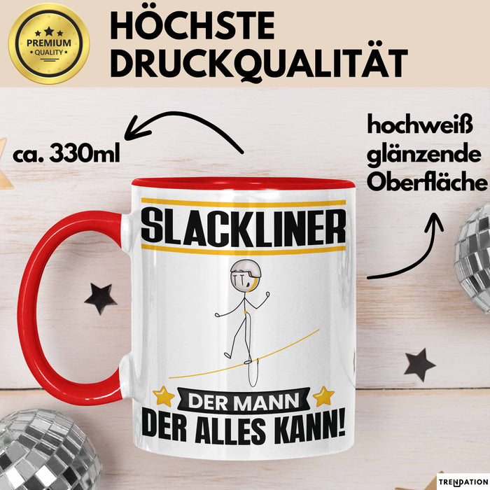 Slackliner Tasse Geschenk für Slackliner Der Mann Der Alles Kann Geschenkidee zum Geburtstag Rot Trendation