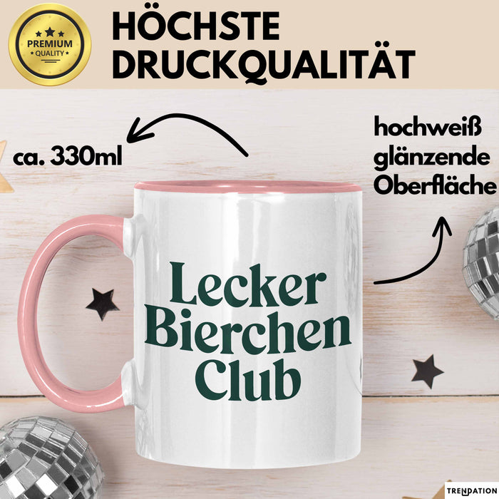 Bierclub Bierliebhaber Tasse Geschenk Lustige Geschenkidee Spruch Lecker Bierchen Club Palma Clothing Rosa Trendation