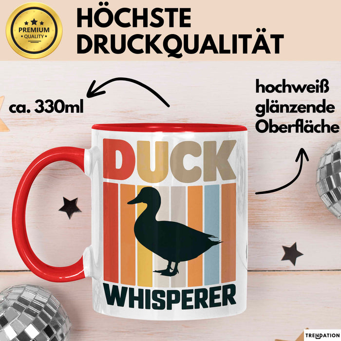 Quietscheente Tier Tasse Geschenk Lustige Geschenkidee Spruch Entenflüsterer Rot Trendation