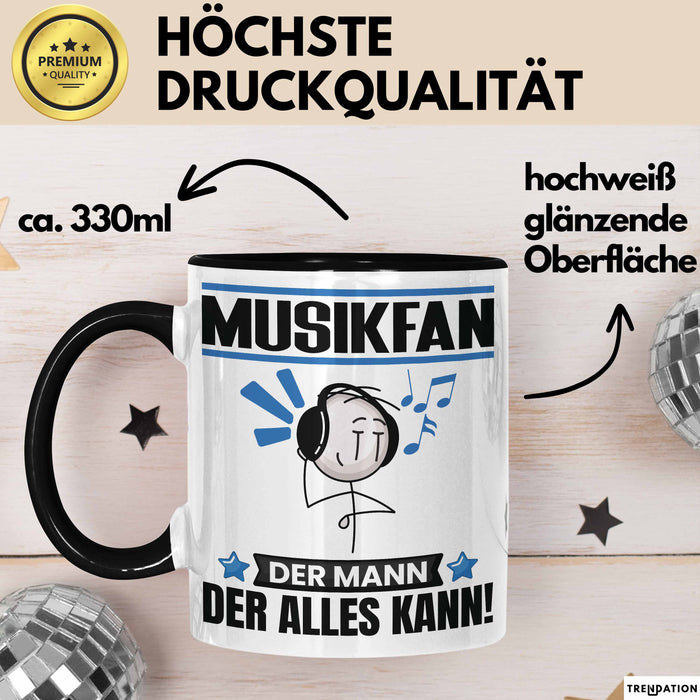 Musikfan Tasse Geschenk für Musikfan Der Mann Der Alles Kann Geschenkidee zum Geburtstag Schwarz Trendation