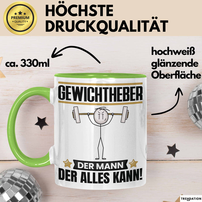 Gewichtheber Tasse Geschenk für Gewichtheber Der Mann Der Alles Kann Geschenkidee zum Geburtstag Grün Trendation