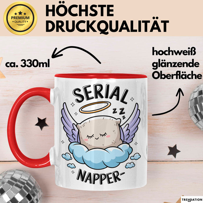 Serien Napper Tasse Geschenkidee für Schläfern Fans Rot Trendation