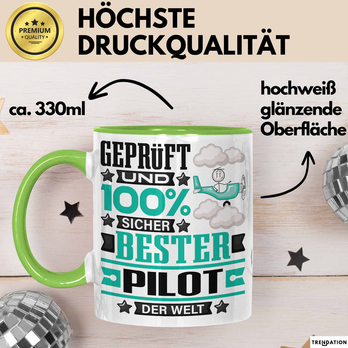 Pilot Geschenk Lustiger Spruch für Pilot Geschenkidee Bester Pilot Der Welt Grün Trendation