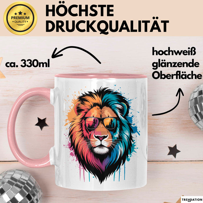 Löwe Mit Sonnenbrille Tasse Geschenk Lustige Geschenkidee Spruch Rosa Trendation