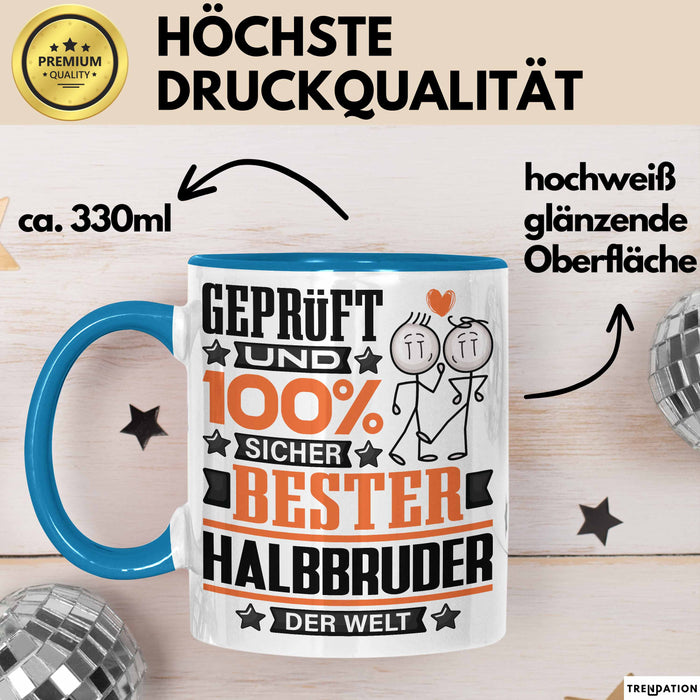 Halbbruder Geschenk Lustiger Spruch für Halbbruder Geschenkidee Bester Halbbruder Der Welt Blau Trendation