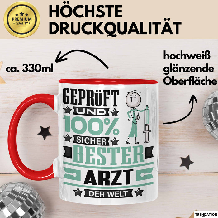 Arzt Geschenk Lustiger Spruch für Arzt Geschenkidee Bester Arzt Der Welt Rot Trendation