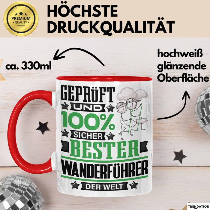 Wanderführer Geschenk Lustiger Spruch für Wanderführer Geschenkidee Bester Wanderführer Der Welt Rot Trendation