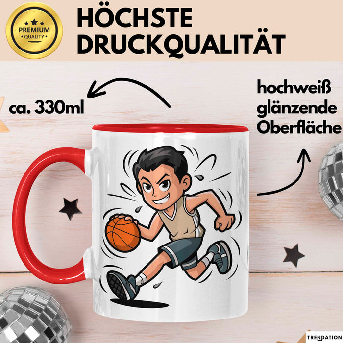 Basketballspieler Tasse Geschenkidee für Basketball Fans Rot Trendation