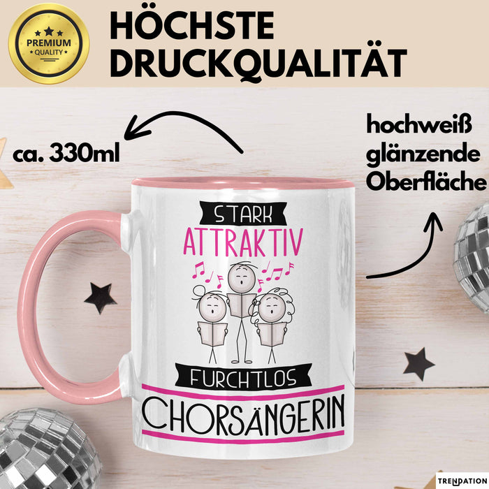 Chorsängerin Tasse Geschenk Becher Stark Attraktiv Furchtlos Chorsängerin Lustige Geschenkidee Rosa Trendation