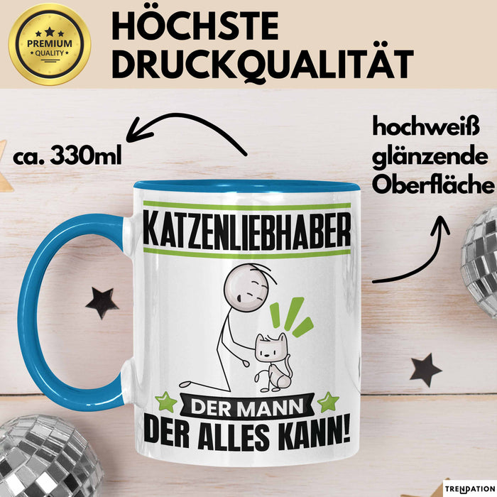 Katzenliebhaber Tasse Geschenk für Katzenliebhaber Der Mann Der Alles Kann Geschenkidee zum Geburtstag Blau Trendation