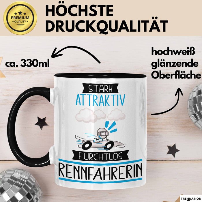 Rennfahrerin Tasse Geschenk Becher Stark Attraktiv Furchtlos Rennfahrerin Lustige Geschenkidee Trendation