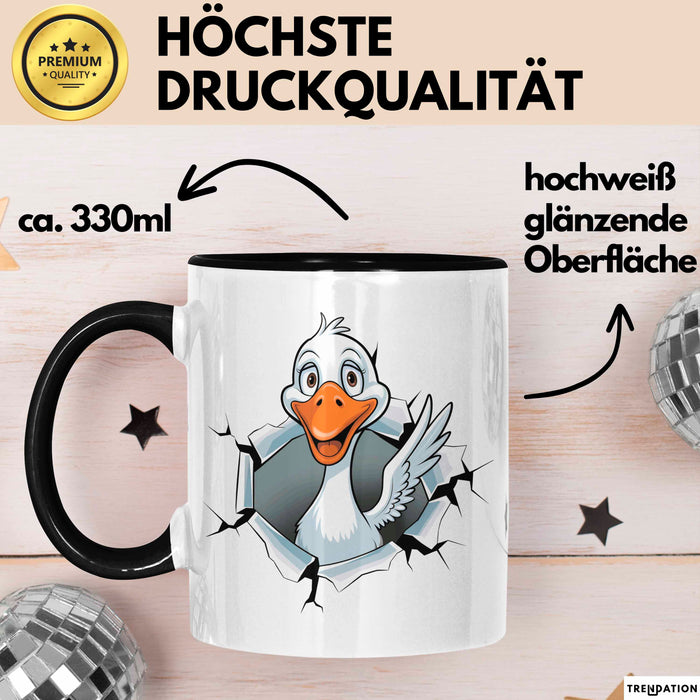 Gans Tier Gänse Bauer Tasse Becher Geschenk Lustige Geschenkidee Spruch Schwarz Trendation