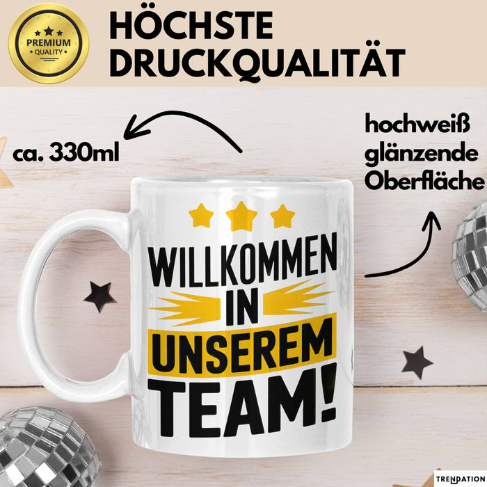 Office Arbeitskollege Tasse Geschenk Lustige Geschenkidee Spruch Willkommen In Unserem Team Weiß Trendation