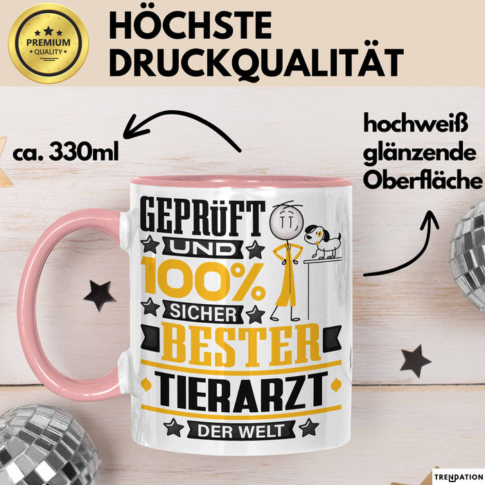 Tierarzt Geschenk Lustiger Spruch für Tierarzt Geschenkidee Bester Tierarzt Der Welt Rosa Trendation