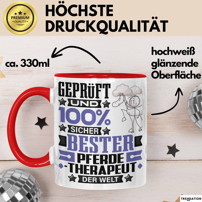 Pferdetherapeut Geschenk Lustiger Spruch für Pferdetherapeut Geschenkidee Bester Pferdetherapeut Der Welt Rot Trendation